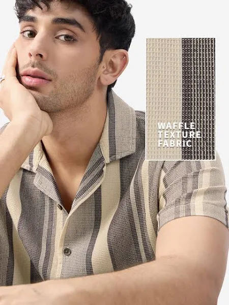 The Souled Store Men's Textured Macaroon Shirt